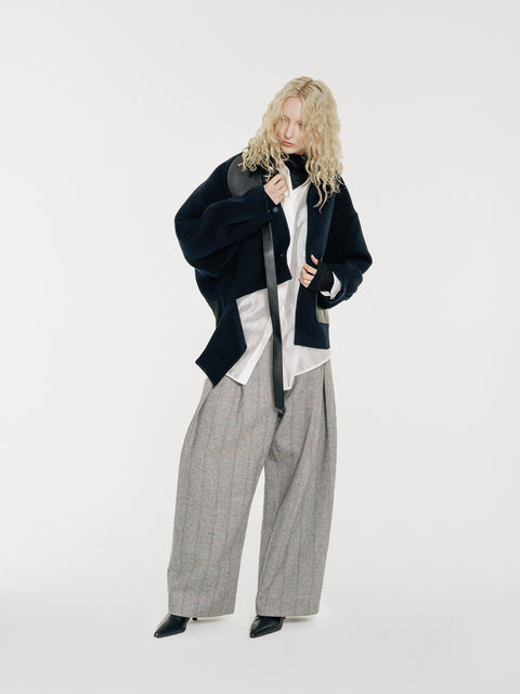 Hayes Herringbone Tweed Wide Leg Pants