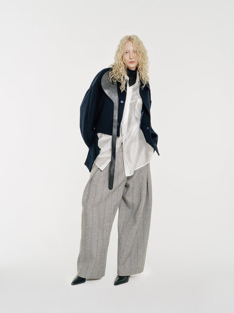 GV Vegan Leather Detailed Jacket Noir Navy