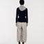 Linden Two-Tone Mock Neck Hooded Sweater Navy