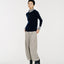 Linden Two-Tone Mock Neck Hooded Sweater Navy