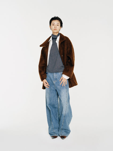 Arden Brushed Wool-Cashmere Coat Brown