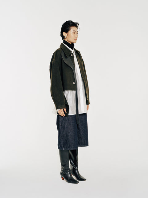 GV Vegan Leather Detailed Jacket Noir Olive