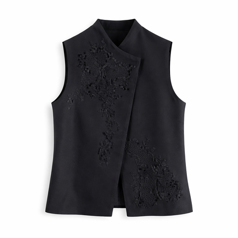 LT26068 Wool Silk Embroidery Top