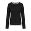 Sora Two tone Wool Blend Knit Top Black