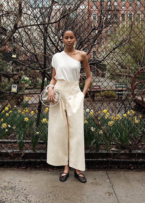 CZ25036 Elegant High Waisted Wide-Leg Pants