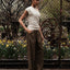 CZ25041 Olive-Brown Wide-Leg Tailored Pants