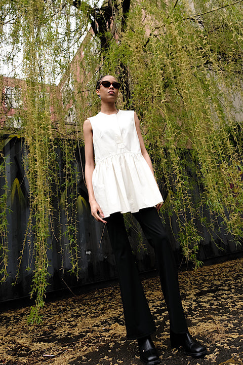 CZ25017  White Sleeveless Shirt