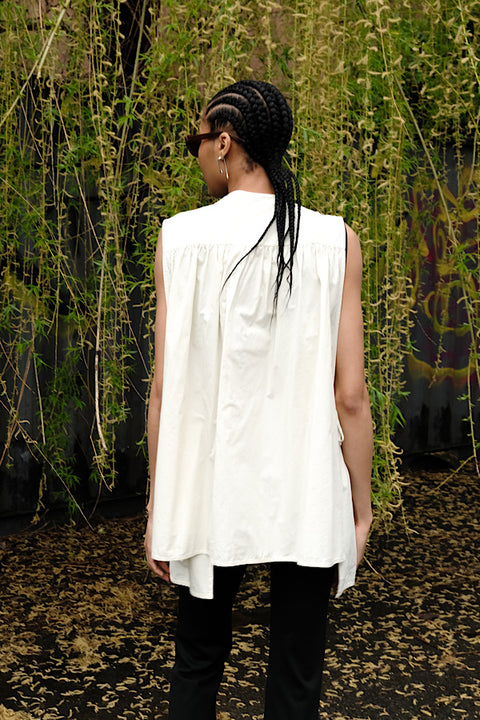 CZ25017  White Sleeveless Shirt