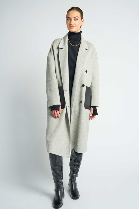JL107A Marie Vicuña blended oversized coat - Light Gray
