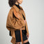 GV-cut Vegan Leather Detailed Jacket Tan